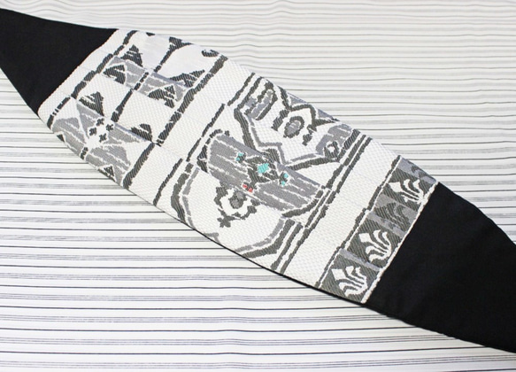 博多織カマーベルト　フォーマル　礼装　ホワイト　モノクロ　白×ブラック（KM-14） 3枚目の画像