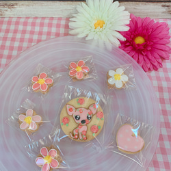 花束 ピンクチワワ アイシングクッキー 2枚目の画像