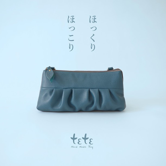 [南瓜錢包 pochette / 獅子藍] 真皮 x 尼龍 第1張的照片