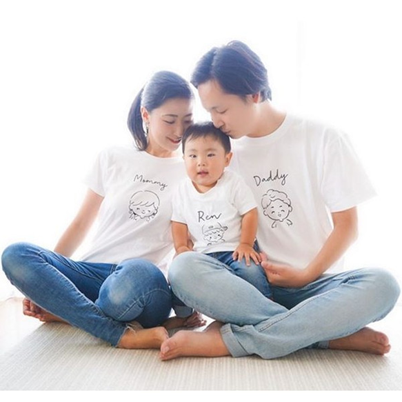 ☆イラスト追加☆パパ・ママ一緒に☆イラストTシャツ☆リンクコーデ  