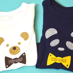 金蔥泰迪熊和熊貓瓚長袖T卹★將投入名稱色帶♪80〜120尺寸★♪也給你的寶寶禮品和贈品 第2張的照片