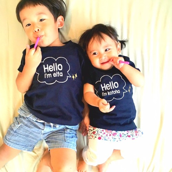 Hello！Tシャツ☆名入れ＊ロンパースも☆赤ちゃんも一緒に家族