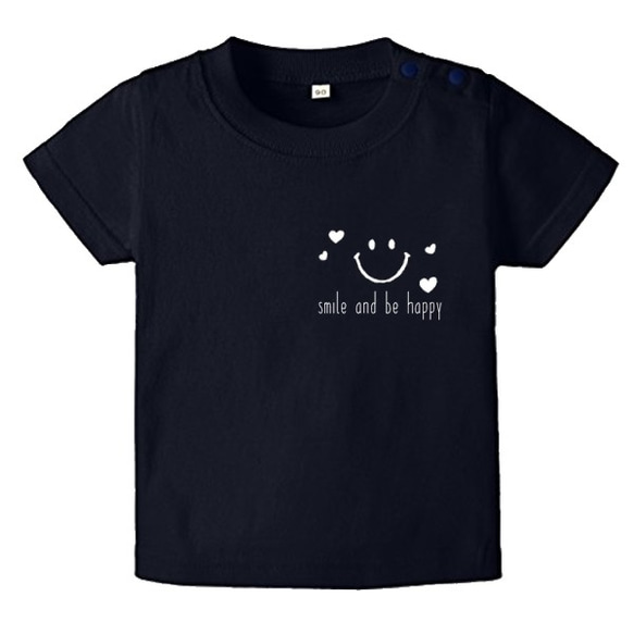 ネイビー☆スマイルＴシャツ★星かハートの２柄☆名入れ可能です＊８０～大人サイズまで＊お揃いコーデ♪赤ちゃんも♪ 4枚目の画像