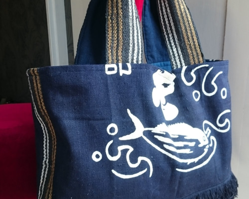 HANAKATSUO- 前掛け帆布リメイク レトロトートバッグ トートバッグ