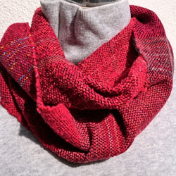 ☆男性へのクリスマスプレゼントにも☆ - Red - 手織りレッド赤　ウールスヌード　マフラー 3枚目の画像