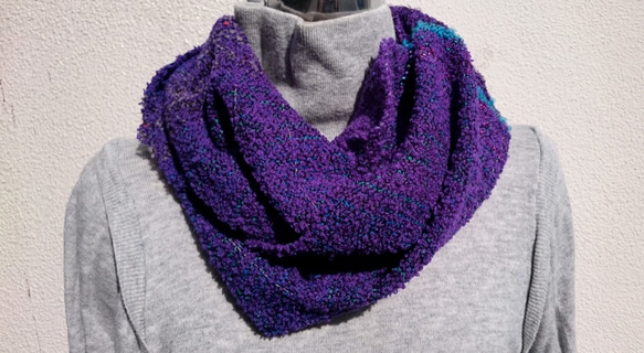 ☆男性へのクリスマスプレゼントにも☆ - Purple - 手織りパープル紫　ウールスヌード　マフラー 2枚目の画像