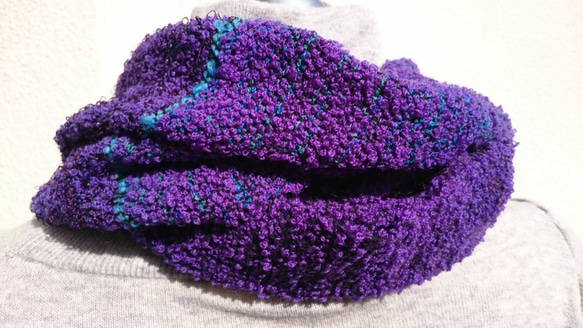 ☆男性へのクリスマスプレゼントにも☆ - Purple - 手織りパープル紫　ウールスヌード　マフラー 3枚目の画像