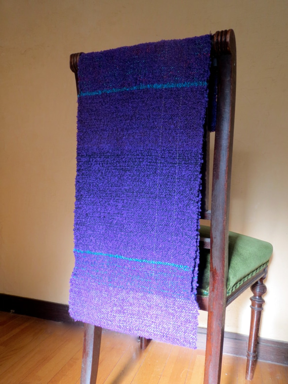☆男性へのクリスマスプレゼントにも☆ - Purple - 手織りパープル紫　ウールスヌード　マフラー 4枚目の画像