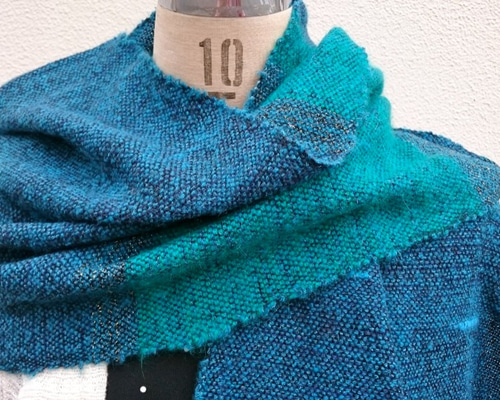 Turquoise Blue- さをり織り ターコイズブルーストール ストール