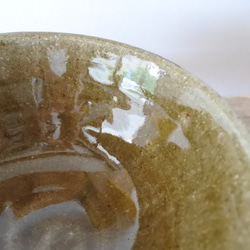 飯碗 茶色 縦なみストライプ スリップウェア ブラウン＆ライトブルー お茶碗 7枚目の画像