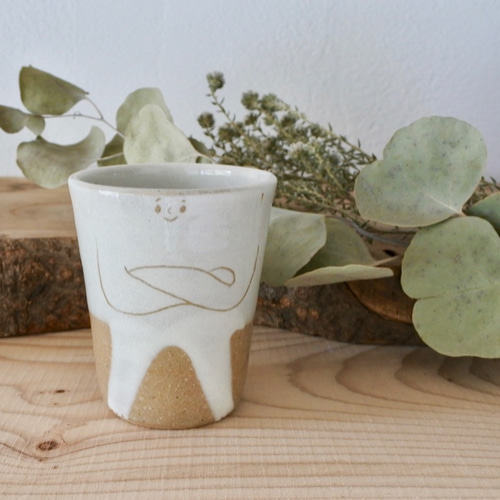 陶器 こけし お皿＆カップセット 手作り陶器 ハンドメイド陶器
