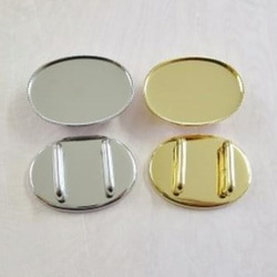 帯留め金具　楕円皿型　ゴールド色＆シルバー色　2.5*1.8　2個×2個 1枚目の画像