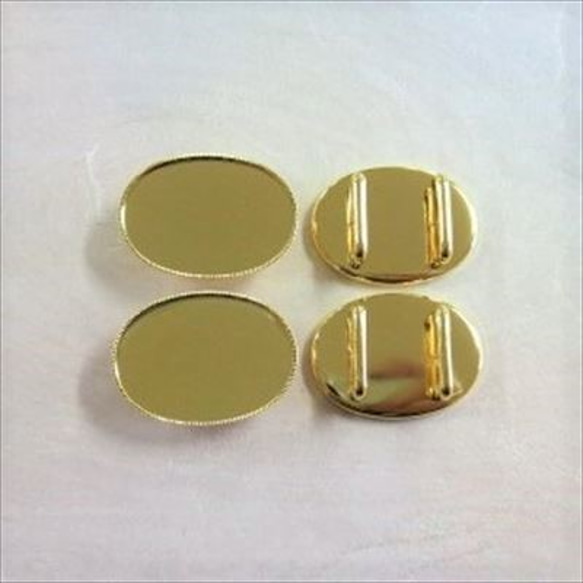 帯留め金具　楕円皿型　ゴールド色4個セット　2.5*1.8 1枚目の画像