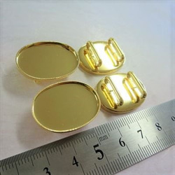 帯留め金具　楕円皿型　ゴールド色4個セット　2.5*1.8 4枚目の画像