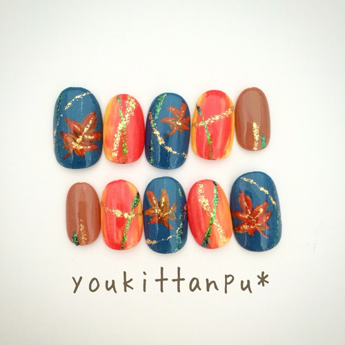 再販＊夜のもみじ＊ジェル ネイルチップ ブライダル ウェディング 結婚  