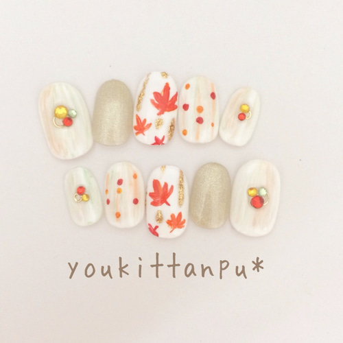 ひらひらもみじ＊ネイルチップ つけ爪 ブライダル ウェディング 結婚式  
