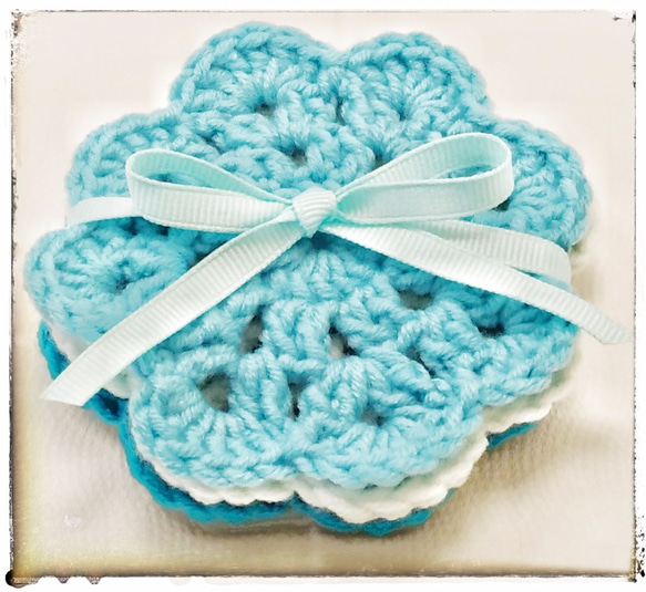 天空系花語毛線杯墊 (Crochet Coasters - Blue Sky) 第1張的照片