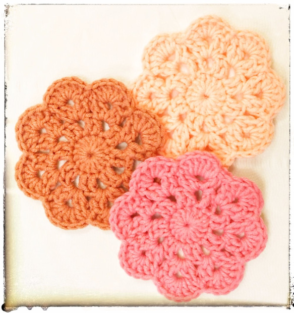 腮紅系花語毛線杯墊 (Crochet Coasters - Blush) 第2張的照片