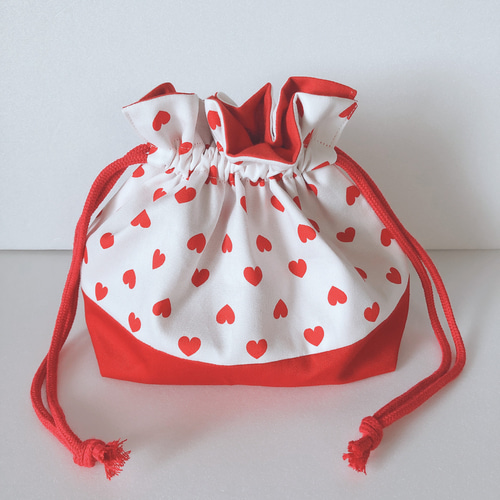 ハートとチェックの弁当袋☆ ハート柄❤︎お弁当袋 その他バッグ youyou1110 通販 9353338｜Creema
