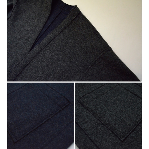 最後一個！ &lt;SALE 50% OFF&gt; 羊毛可逆長款針織衫（海軍藍和深灰色） 第8張的照片