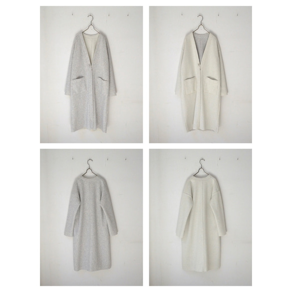 ラスト1点！＜SALE 50% OFF＞ウールのリバーシブルロングコーディガン (lighy gray & white) 3枚目の画像