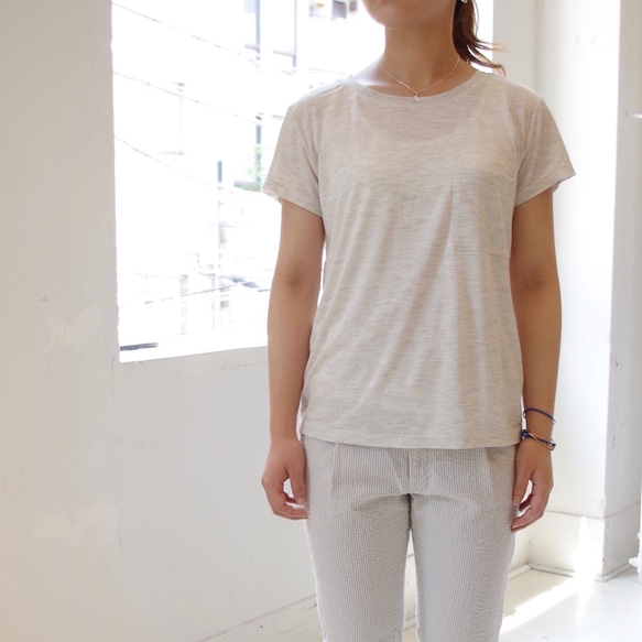 ◆SOLD OUT◆ レーヨン混 半袖ポケットtee (light gray/size:1) 3枚目の画像