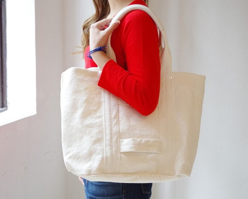 再販＞ 倉敷帆布のトートバッグ ” Pure white ” トートバッグ