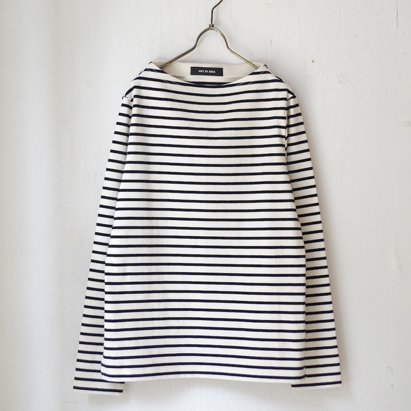 ◆SOLD OUT◆ボトルネックボーダーTee (off white × navy/size:1) 1枚目の画像