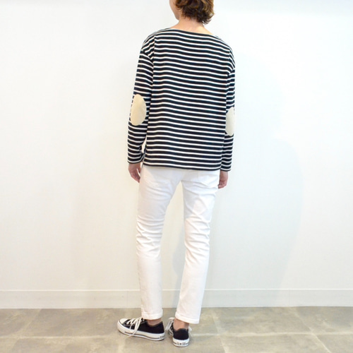 パネルボーダーバスクシャツ, Black × White – Navyblue