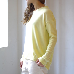 ◆SOLD OUT◆パステルカラーVネックニットトップス（yellow) 3枚目の画像