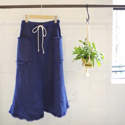 ◆SOLD OUT◆ リネンのロングスカート（blue） 1枚目の画像