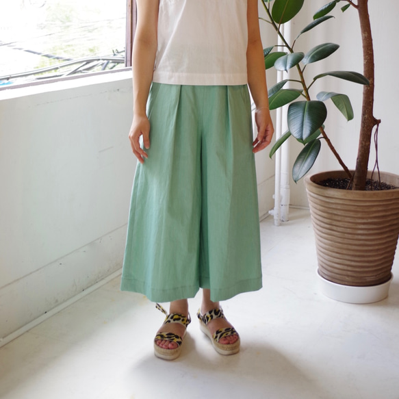 ◆SOLD OUT◆ シャーベットカラーワイドパンツ(Sherbet green) 1枚目の画像