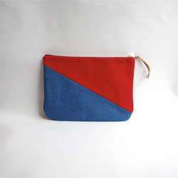 倉敷帆布bi-color pouch“Phoenix red × Rich blue” 第3張的照片