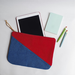 倉敷帆布bi-color pouch“Phoenix red × Rich blue” 第2張的照片