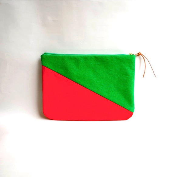 倉敷帆布bi-color pouch“Paradise green × 100％ Orange” 第1張的照片