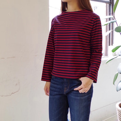 ◆SOLD OUT◆★SALE 30％OFF★ ボーダービルドネックプルオーバー（navy × red） 1枚目の画像