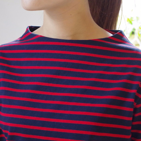 橫條紋套頭衣（navy × red） 第3張的照片