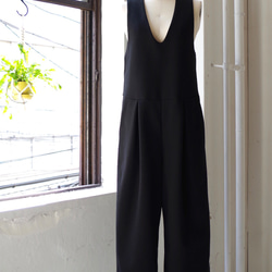 ◆SOLD OUT◆★30%off SALE★ 深Vネックジャージオールインワン“black” 2枚目の画像