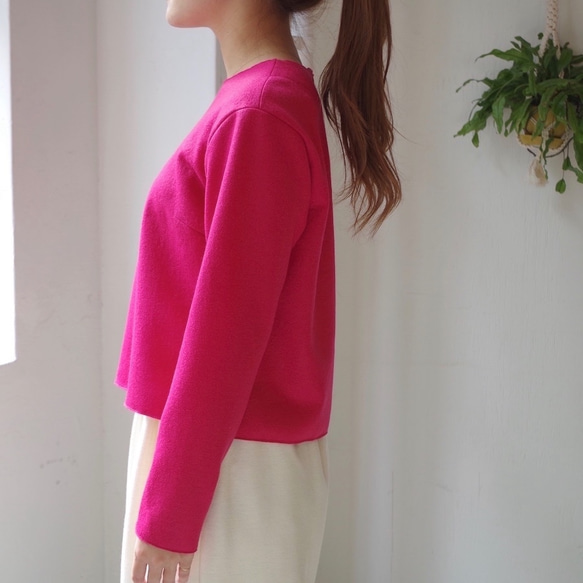 ◆SOLD OUT◆ 圧縮wool天竺 ショート丈トップス(pink/size:2) 3枚目の画像