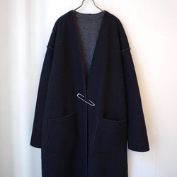 ◆SOLD OUT◆ ラスト１着！ウールリバーシブルロングコーディガン(black & dark gray) 1枚目の画像