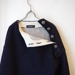 ◆SOLD OUT◆　ウール混裏毛ショルダーボタンプルオーバー"dark navy" 8枚目の画像