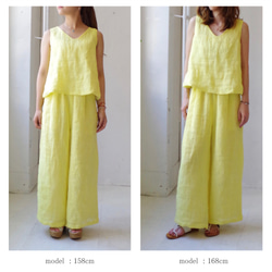 &lt;最後一個&gt;出售50％OFF !!彩色亞麻V領無袖上衣“檸檬黃” 第8張的照片