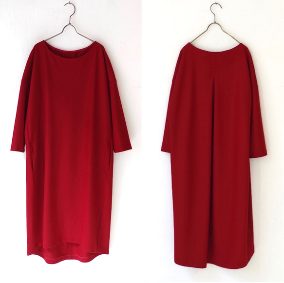 ◆售完◆優質壓縮羊毛連衣裙（紅色） 第3張的照片