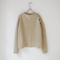 ★SALE 50% OFF★ ミニブークレ肩ボタンビルドネックプルオーバー (beige)　"size 2" 6枚目の画像