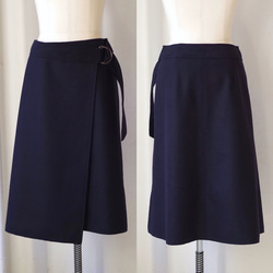 ◆SOLD OUT◆ メルトンラップスカート（navy） 4枚目の画像