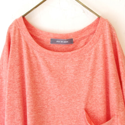 ◆售完◆亞麻棉口袋點t 5分袖子（粉紅色） 第2張的照片