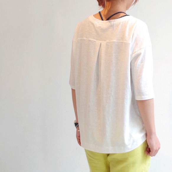 ◆SOLD OUT◆ コットンリネンポケットT　5分袖 (off white) 3枚目の画像