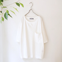 ◆SOLD OUT◆ コットンリネンポケットT　5分袖 (off white) 5枚目の画像