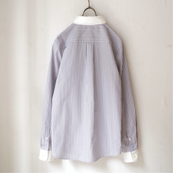 ◆售完◆條紋牧師襯衫“灰色×白色條紋”尺寸1 第8張的照片