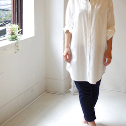 埃及最精美的棉質“GIZA”吊帶肩襯衫連衣裙“白色” 第6張的照片